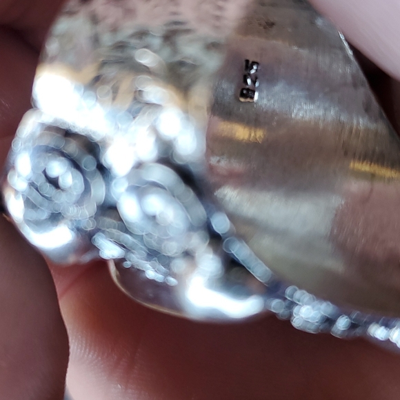 New Golden Rutile and Citrine Crescent Moon 925 Silver Statement Ring. - Picture 16 of 16